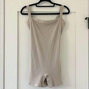 NWT SKIMS Cotton Rib Low Back Onesie in Stone - Size XL